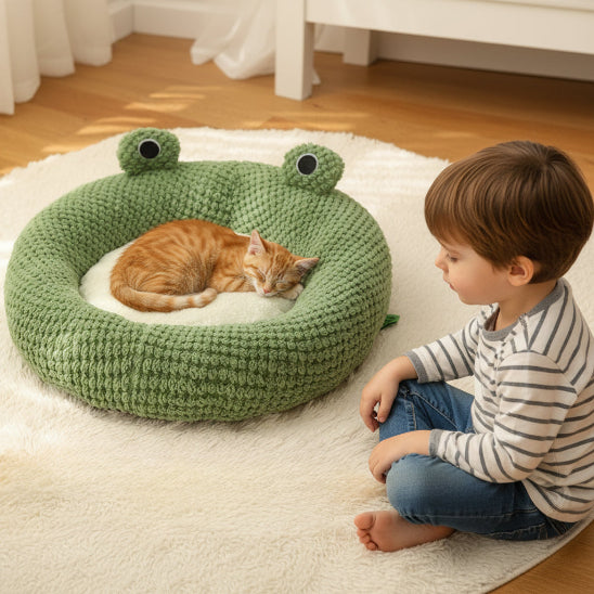 Niche pour chat Design ludique en forme de grenouille