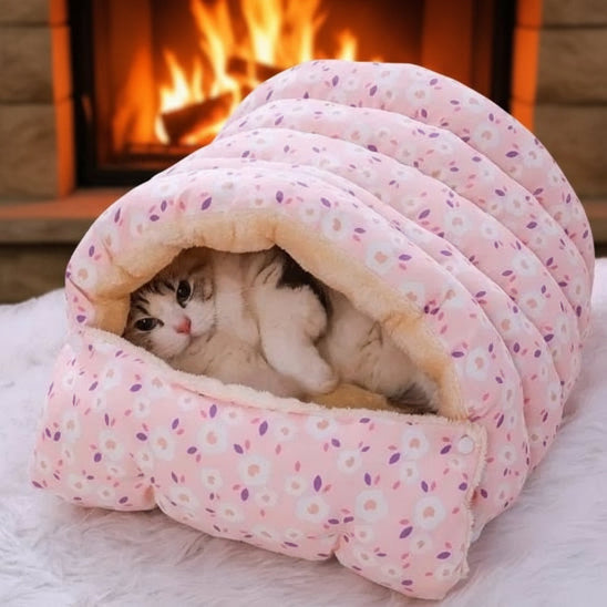 Panier chat  passer d'un tunnel fermé à un lit plat selon les préférences 