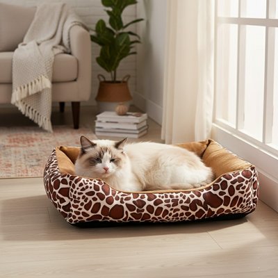 Panier pour Chat contours moelleux servant d'appui-tête naturel